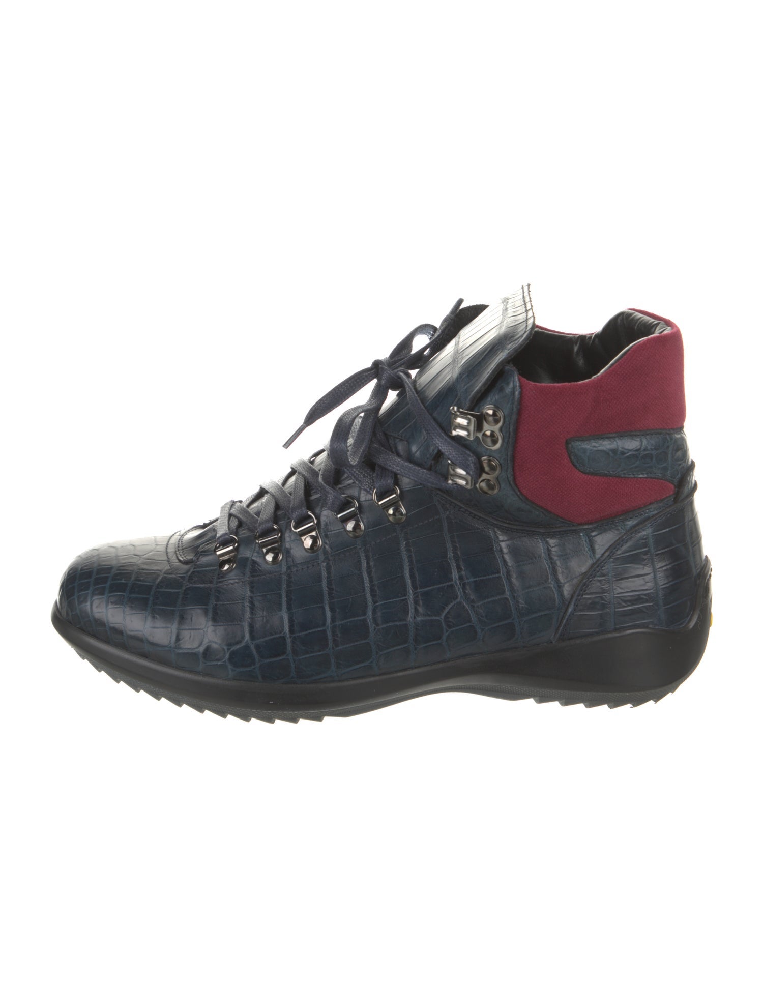 Zilli Crocodile Colorblock Pattern Hiking Boots