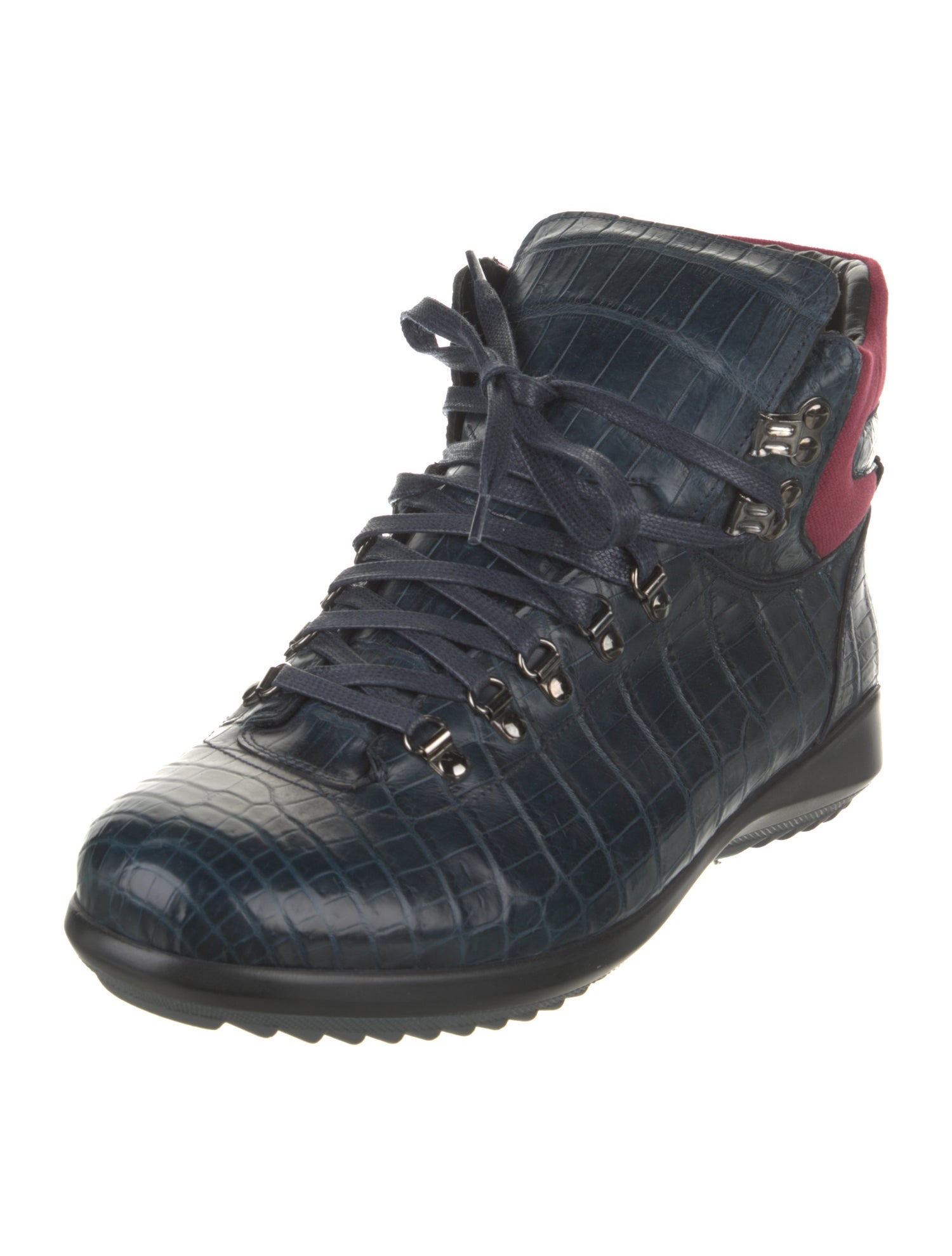 Zilli Crocodile Colorblock Pattern Hiking Boots