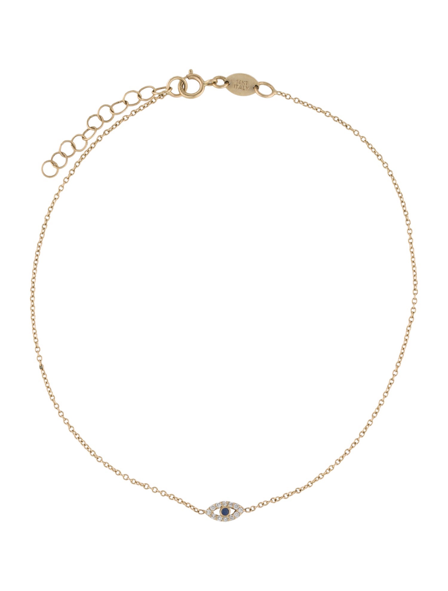 Zoe Lev 14K Sapphire & Diamond Tiny Evil Eye Anklet
