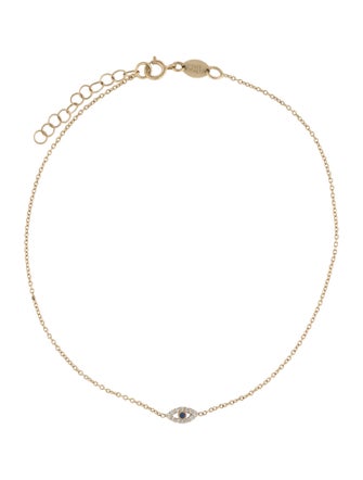 Zoe Lev 14K Sapphire & Diamond Tiny Evil Eye Anklet