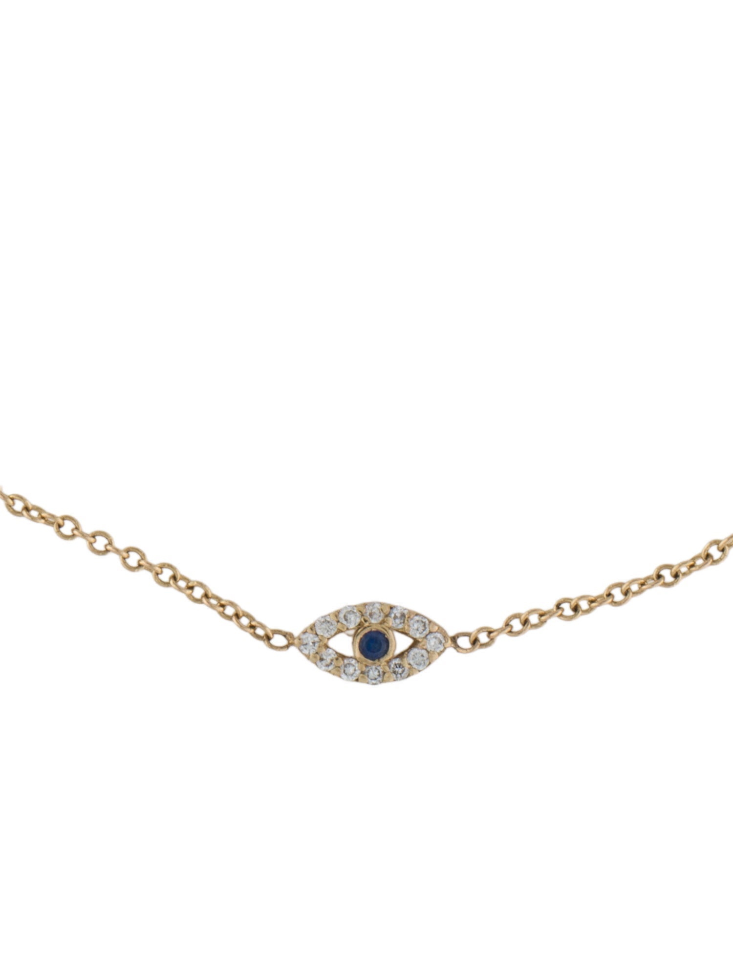 Zoe Lev 14K Sapphire & Diamond Tiny Evil Eye Anklet