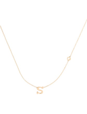 Zoe Lev 14K Diamond Asymmetrical 'S' Initial Necklace