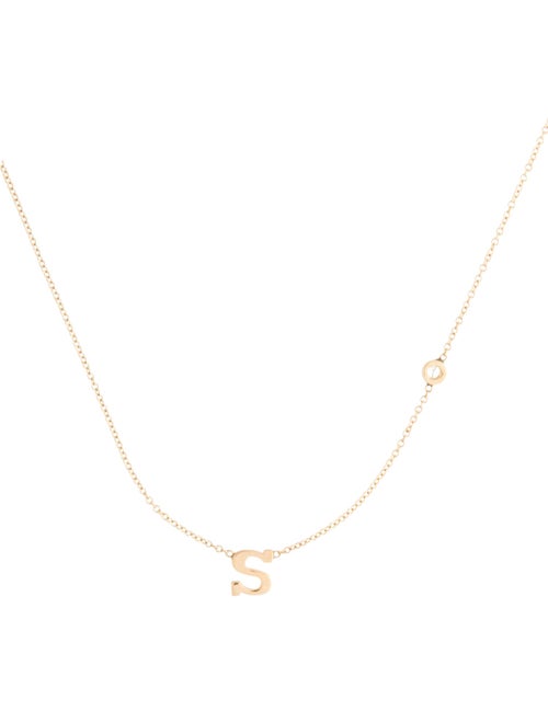 Zoe Lev 14K Diamond Asymmetrical 'S' Initial Necklace