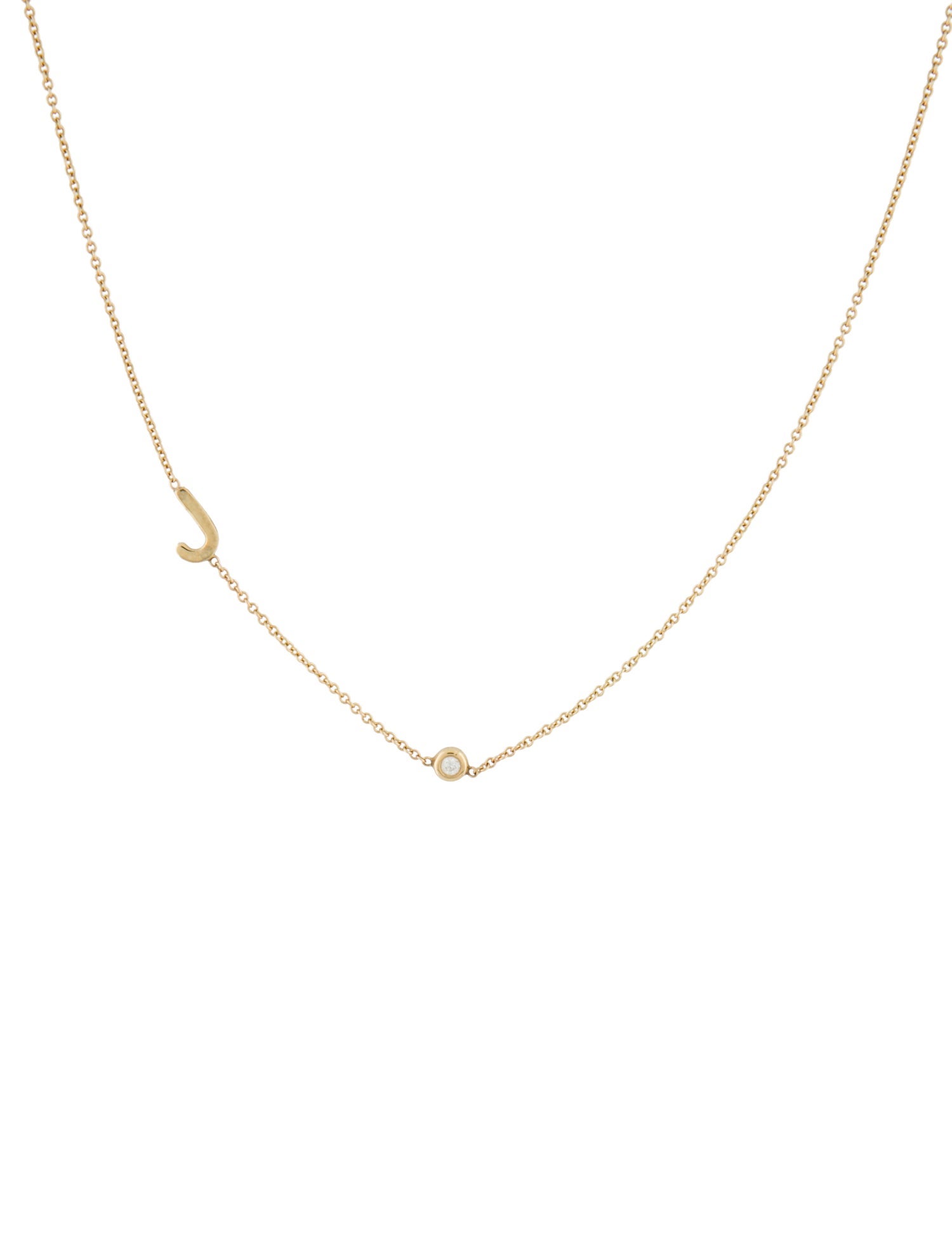 Zoe Lev 14k Diamond Asymmetrical 'J' Initial Necklace