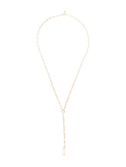 Zoe Lev 14K Paper Clip Lariat Necklace