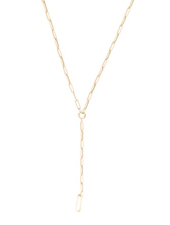 Zoe Lev 14K Paper Clip Lariat Necklace