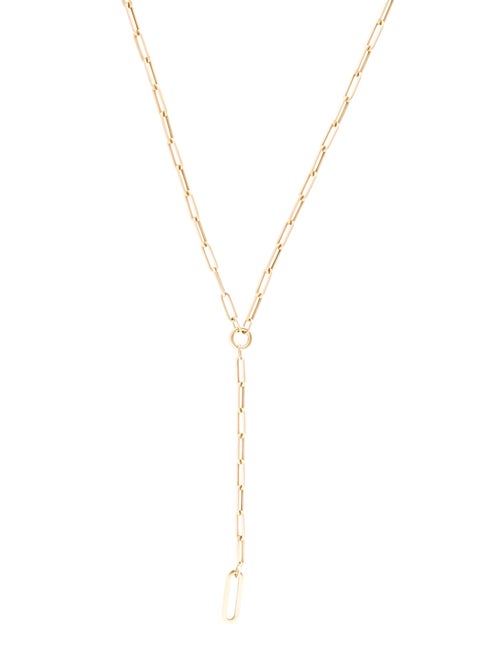 Zoe Lev 14K Paper Clip Lariat Necklace