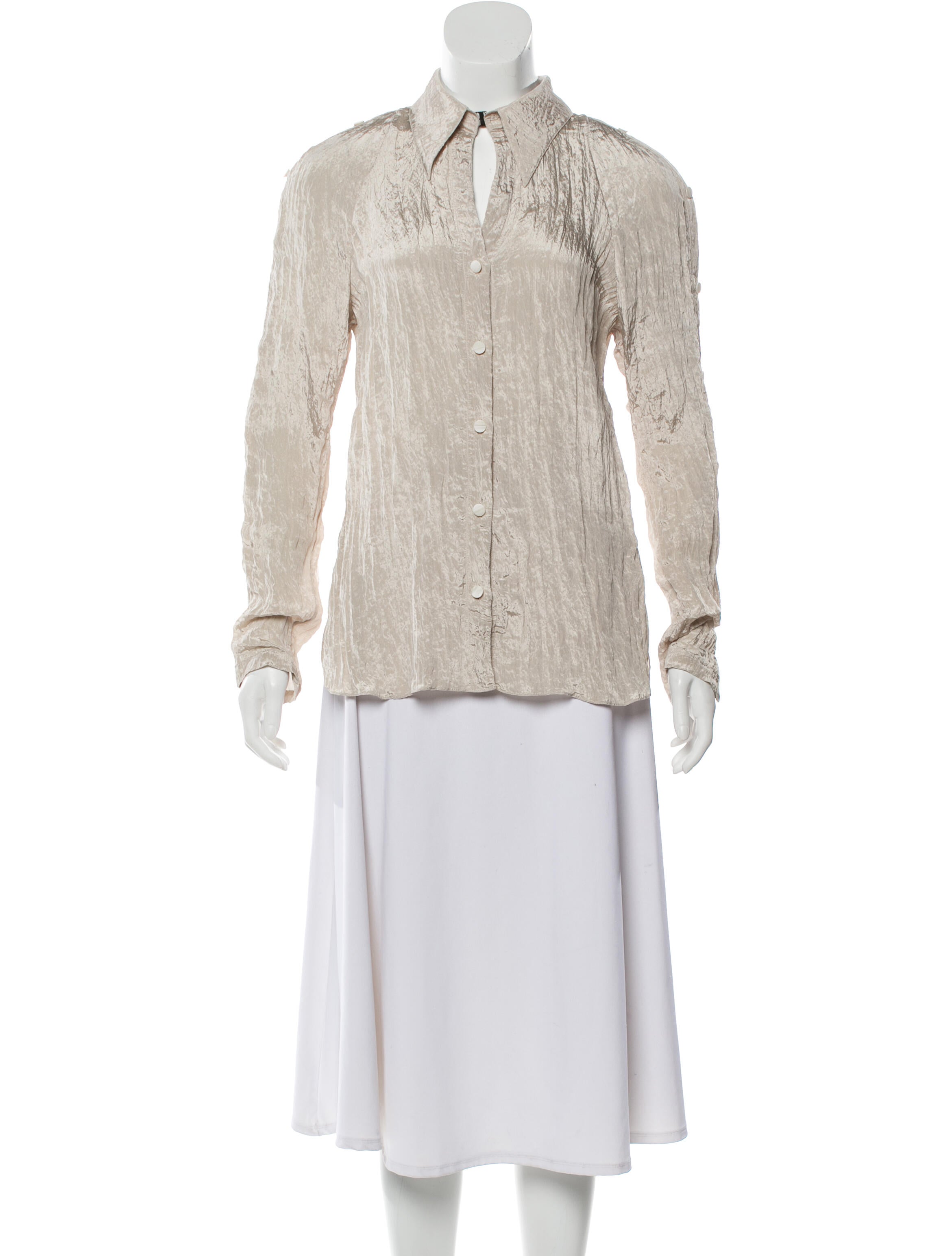 Karolina Zmarlak Brise Soleil Satin Button-Up Top