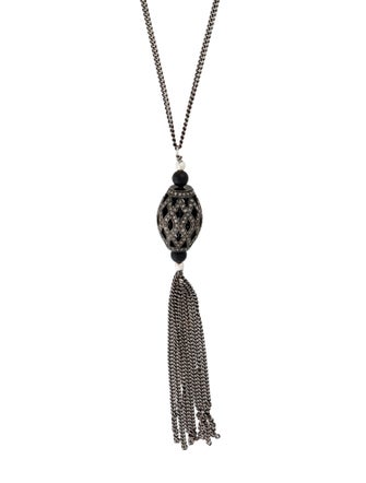 Zoë Chicco Diamond & Onyx Tassel Necklace