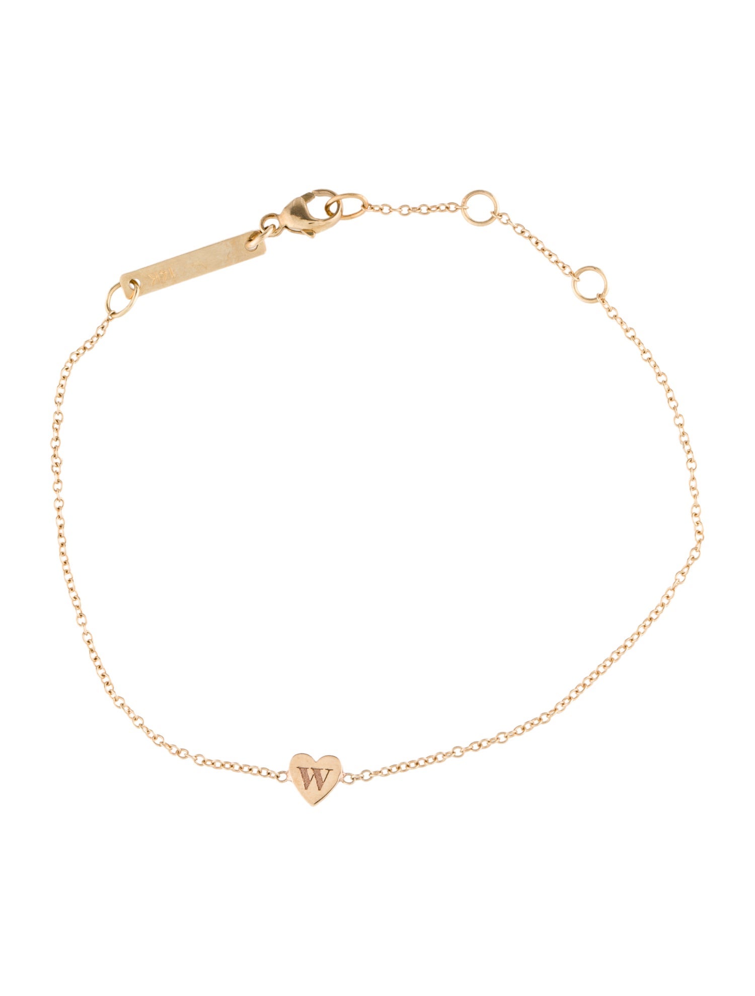 Zoë Chicco 14K Tiny Heart Initial " W " Bracelet
