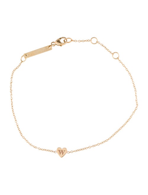 Zoë Chicco 14K Tiny Heart Initial " W " Bracelet