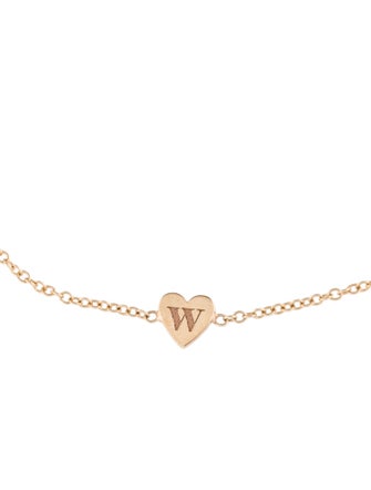 Zoë Chicco 14K Tiny Heart Initial " W " Bracelet