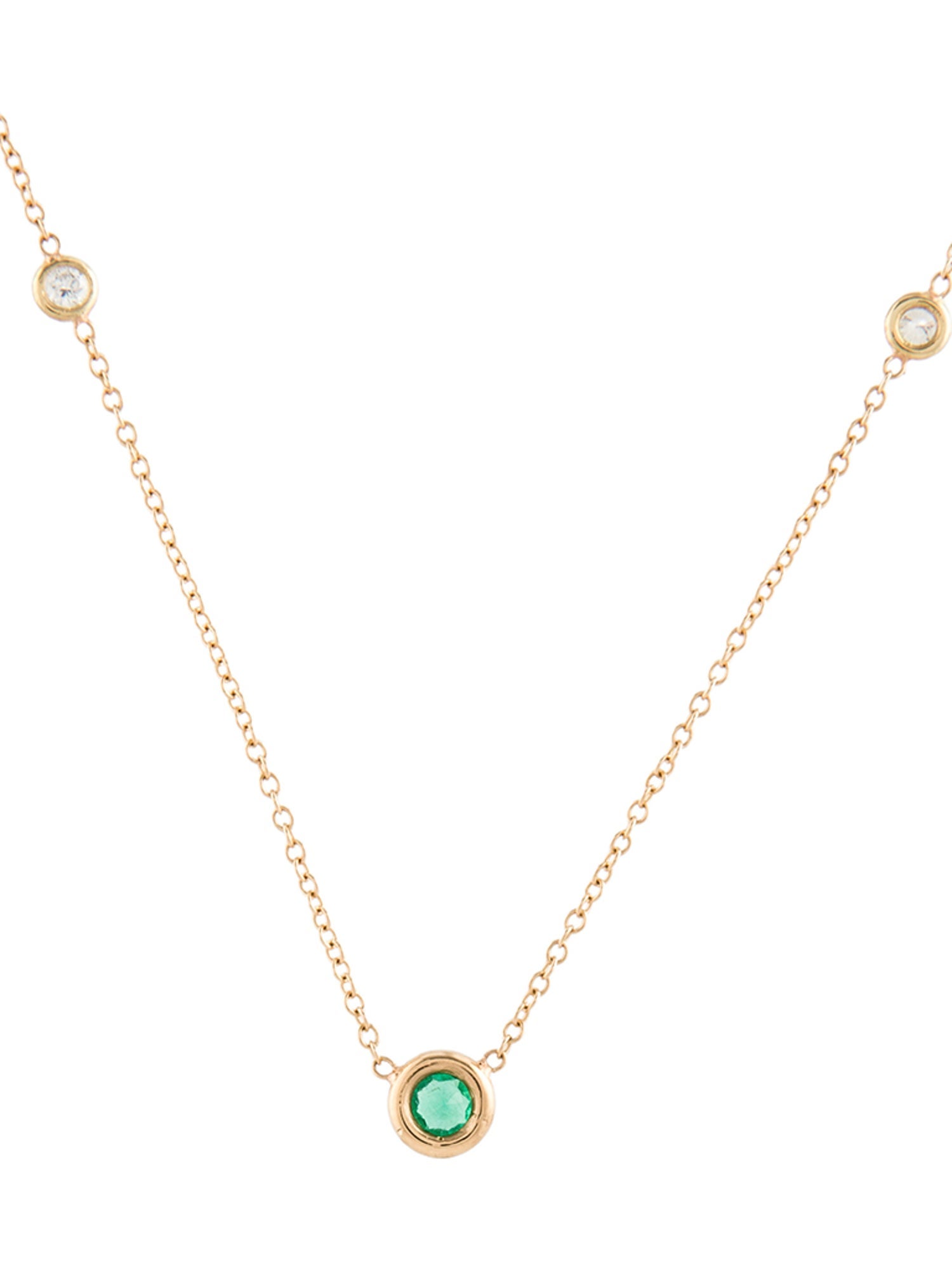 Zoë Chicco 14K Emerald & Diamond Station Necklace