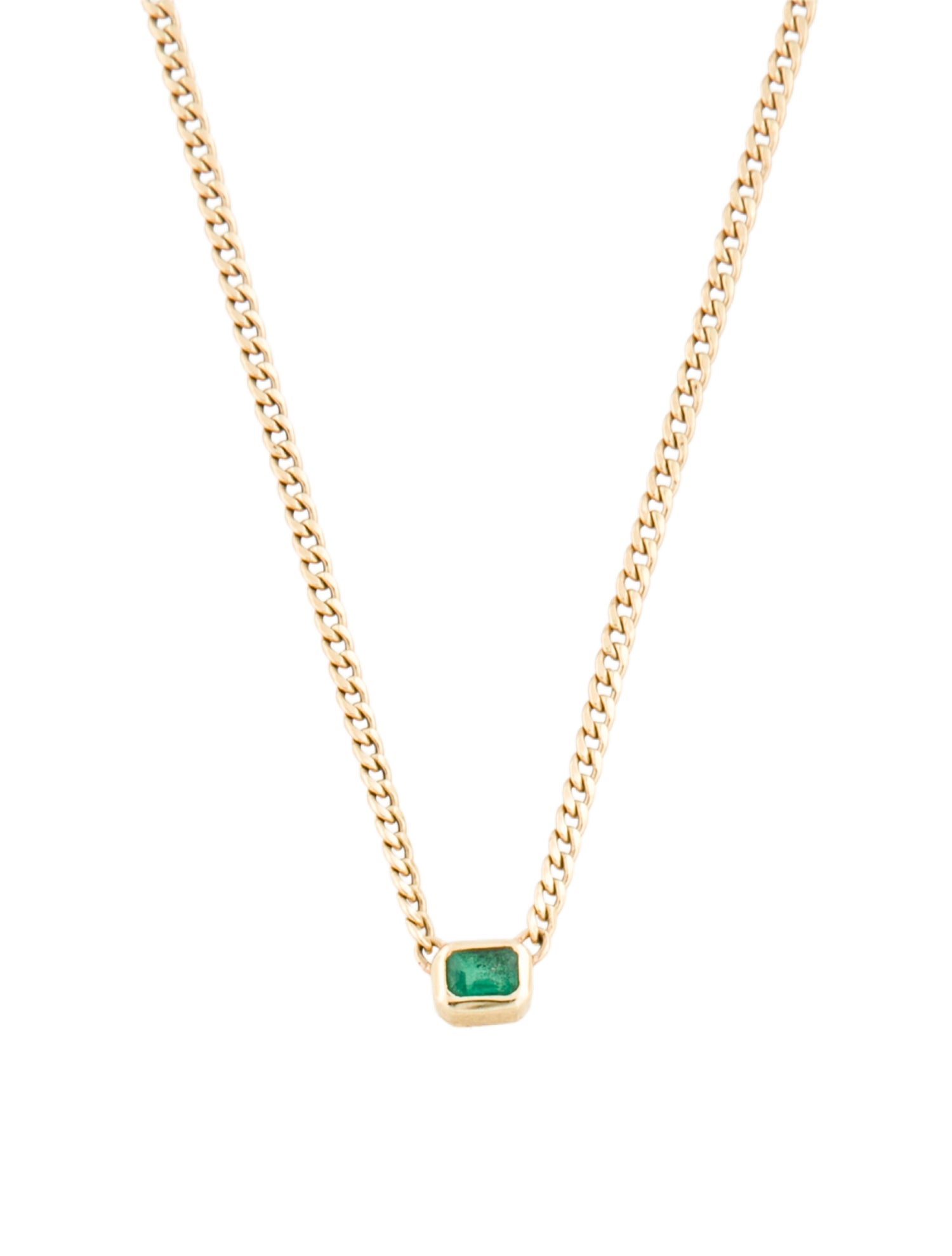 Zoë Chicco 14K Emerald Bezel XS Curb Chain Necklace