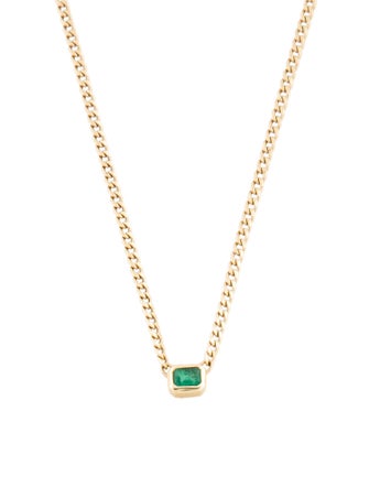 Zoë Chicco 14K Emerald Bezel XS Curb Chain Necklace