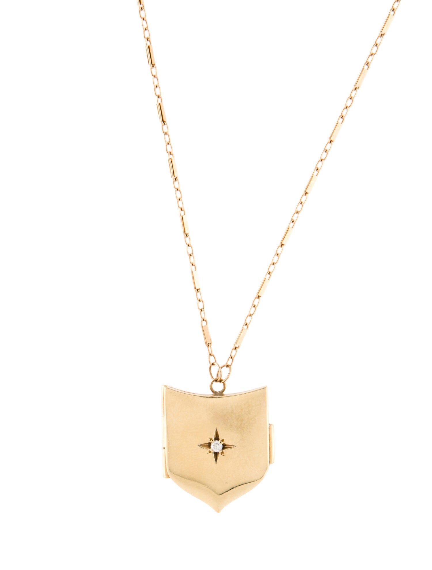 Zoë Chicco 14K Diamond Star & Shield Locket Pendant Necklace