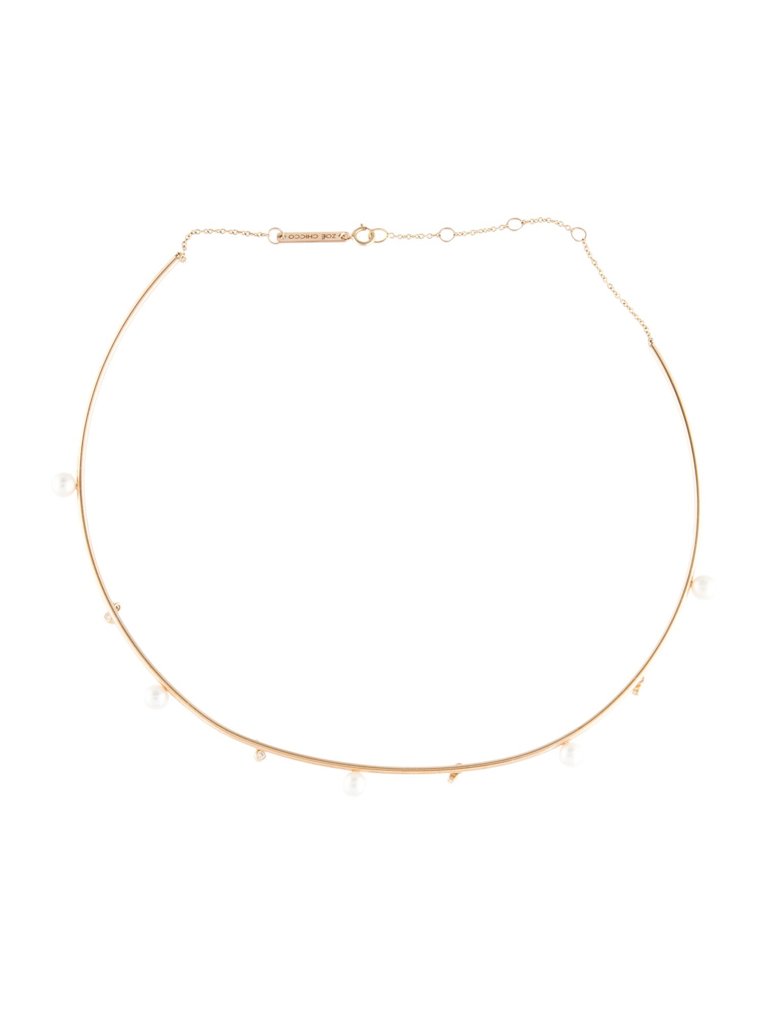 Zoë Chicco 14K Pearl & Diamond Collar Necklace