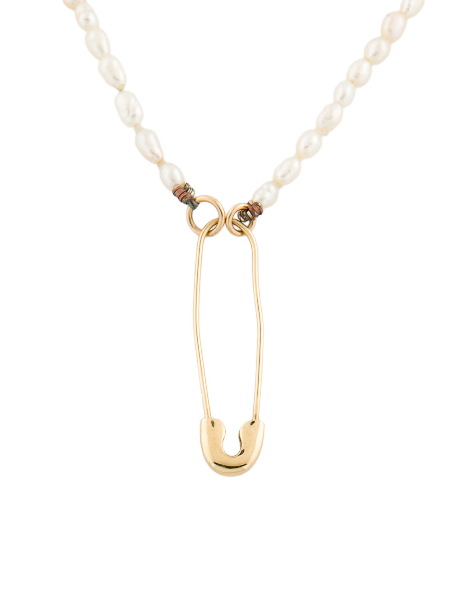 Zoë Chicco Pearl Safety Pin Necklace