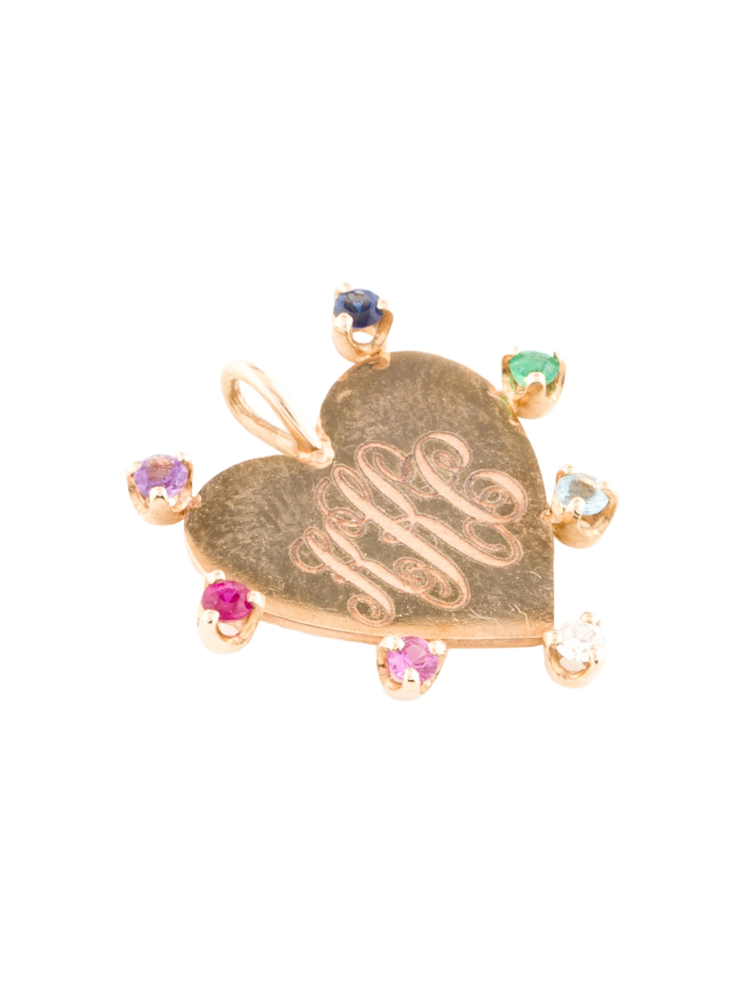 Zoë Chicco 14K Diamond & Multi-Stone Seven Rainbow Heart Charm Pendant