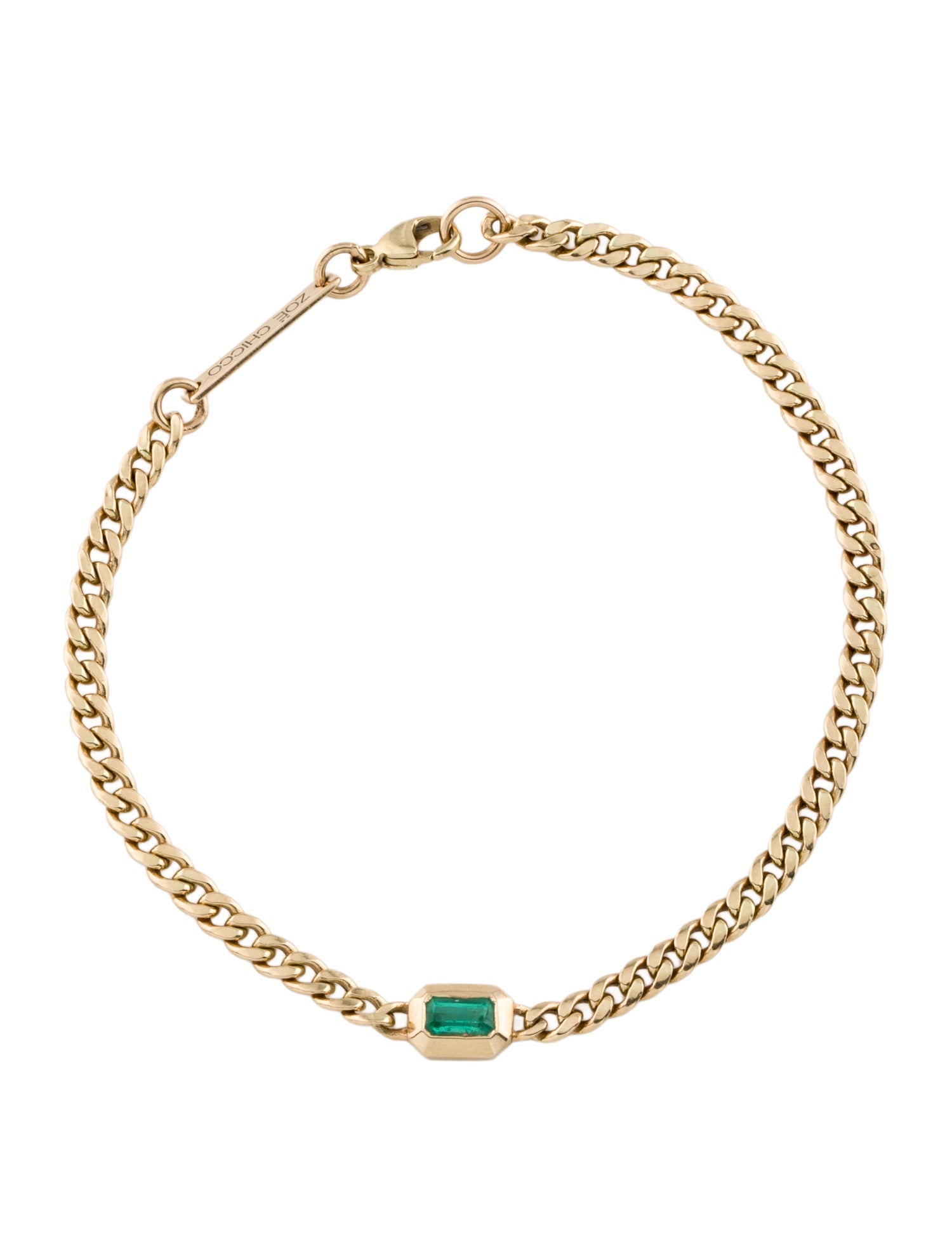 Zoë Chicco 14K Emerald Curb Chain Bracelet