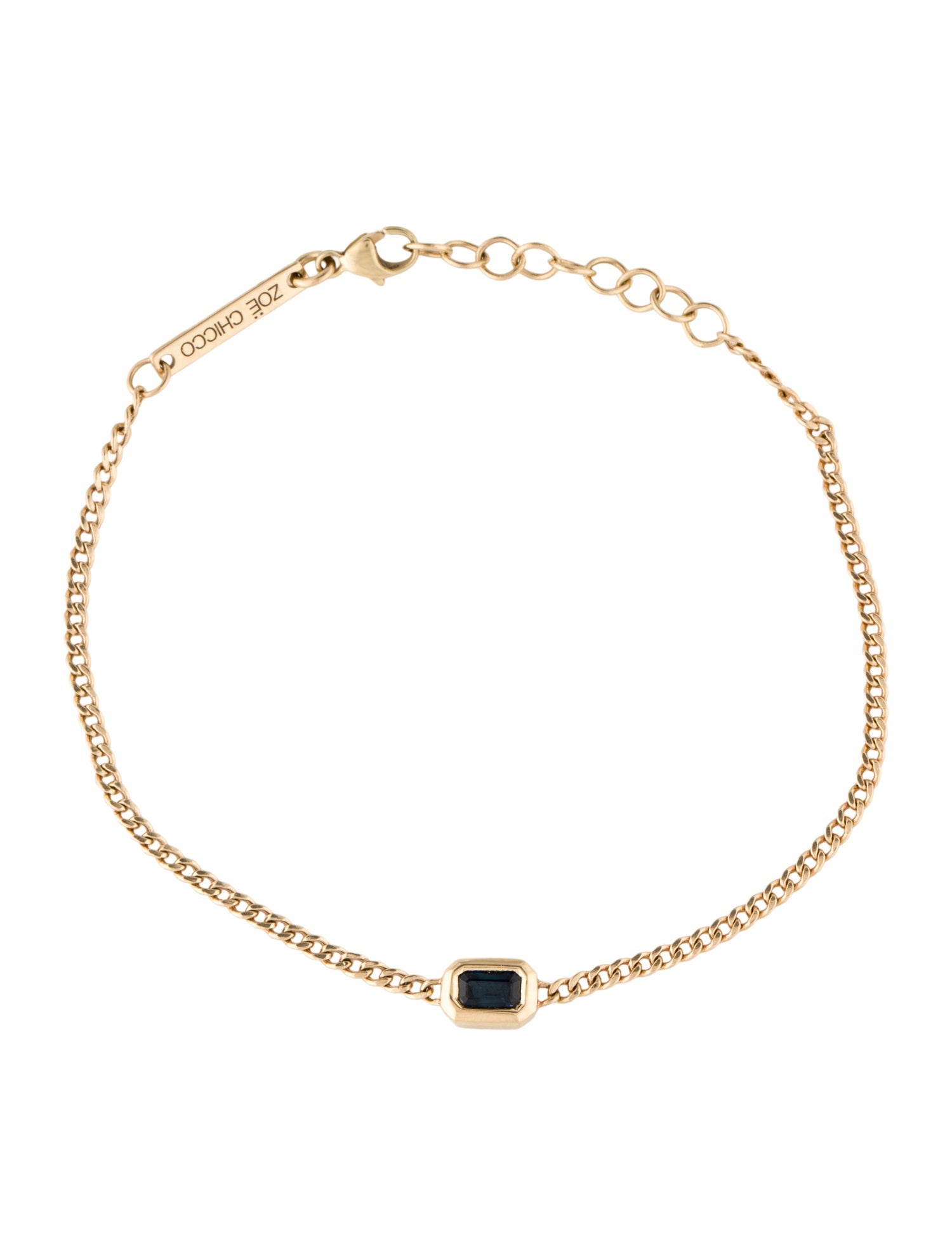 Zoë Chicco 14K Sapphire Curb Chain Station Bracelet