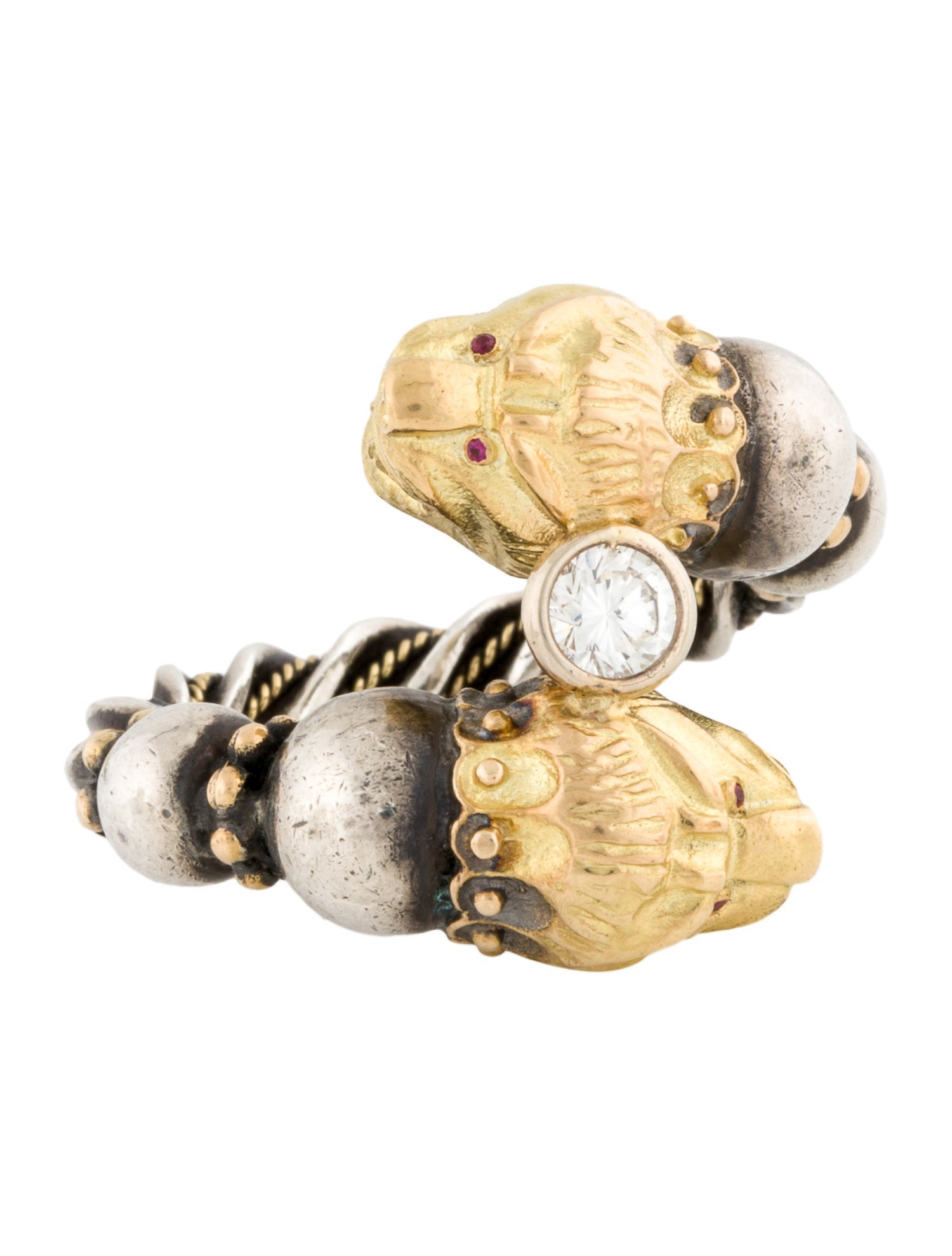 Zolotas Diamond & Ruby Double Head Cocktail Ring