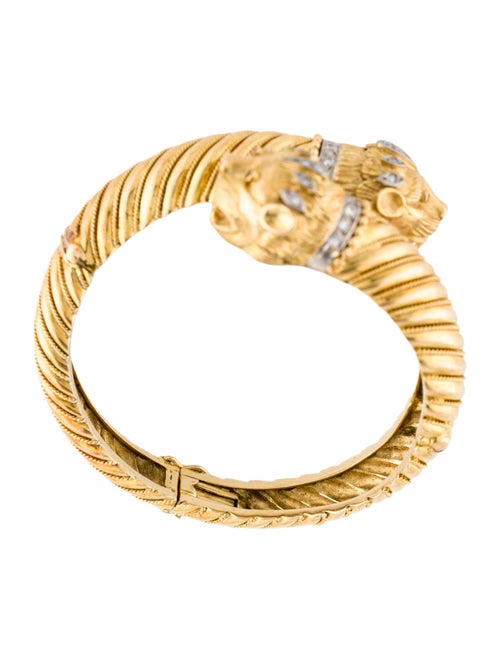 Zolotas 18K Ruby & Diamond Lion Head Bangle Bracelet