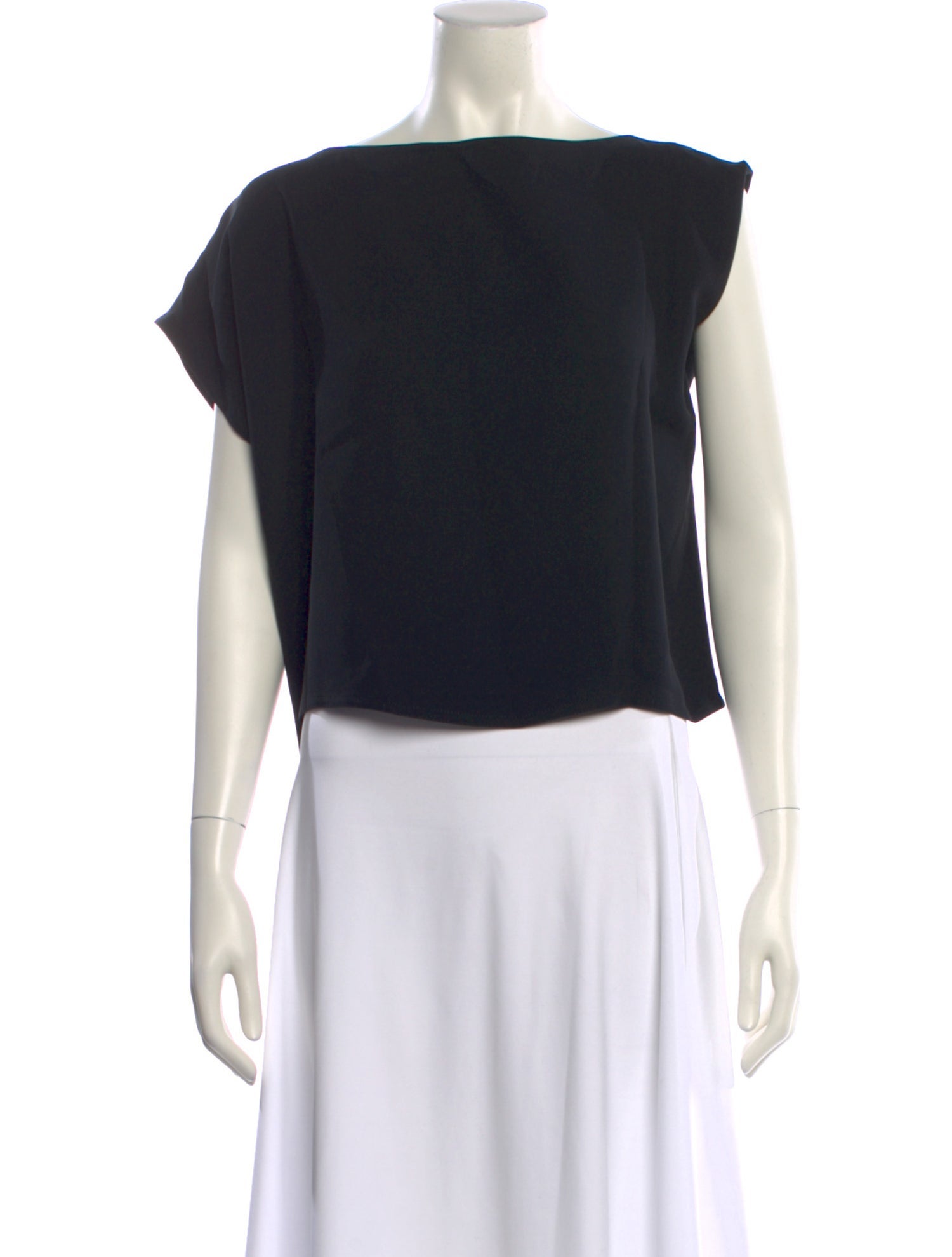 Zoran Silk Bateau Neckline Crop Top
