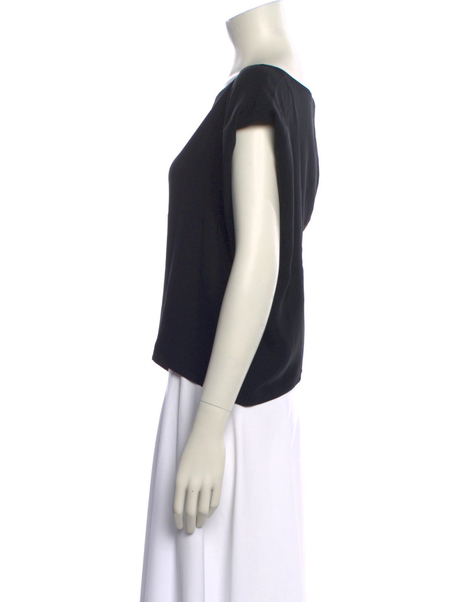 Zoran Silk Bateau Neckline Crop Top