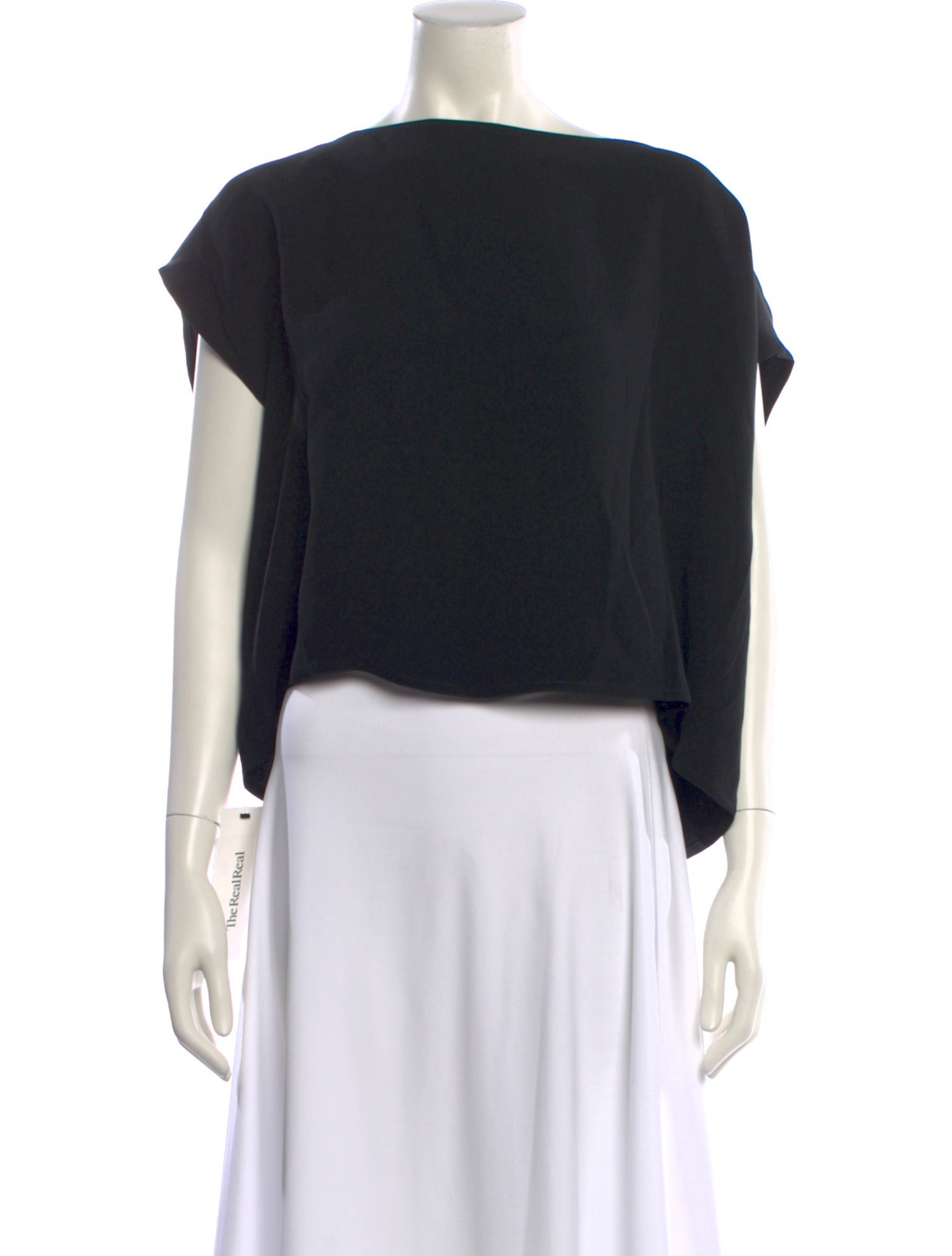 Zoran Silk Bateau Neckline Crop Top