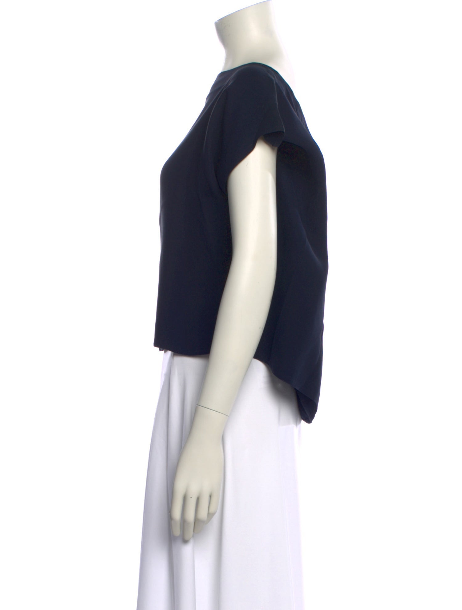 Zoran Silk Bateau Neckline Crop Top