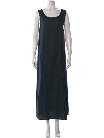 Pre-owned Zoran Linen Long Dress In Black