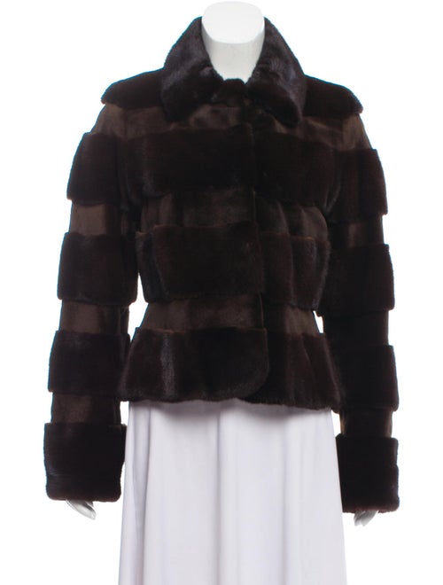 Zandra Rhodes Mink Fur Long Sleeve Jacket Brown