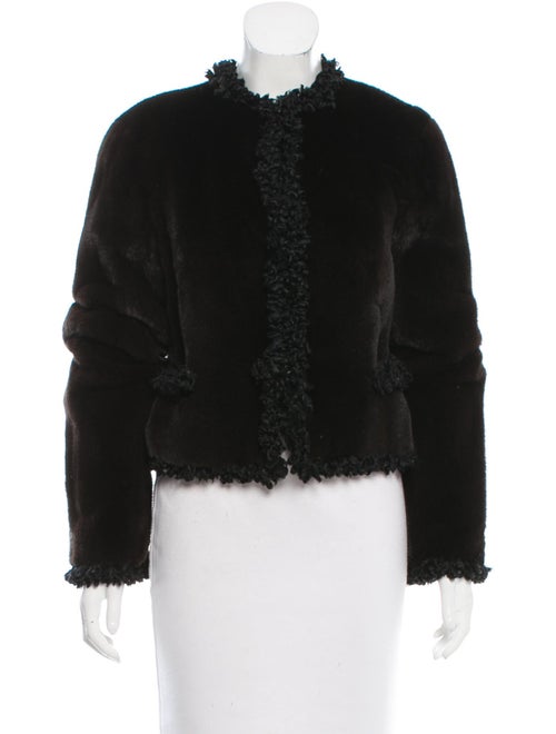 Zandra Rhodes Mink fringe-Trimmed Jacket black