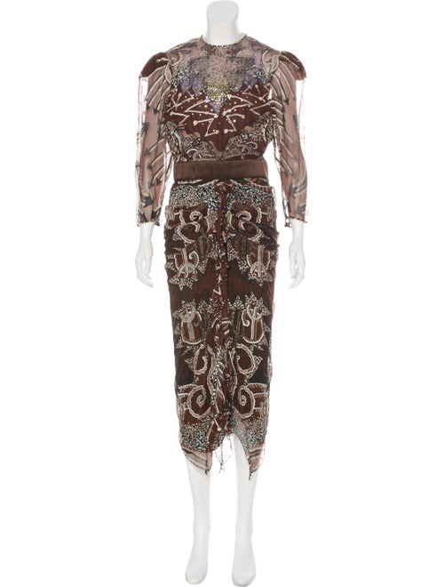 Zandra Rhodes Silk Printed Maxi Dress multicolor