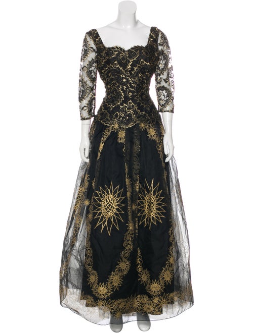 Zandra Rhodes Maxi Lace Gown Black