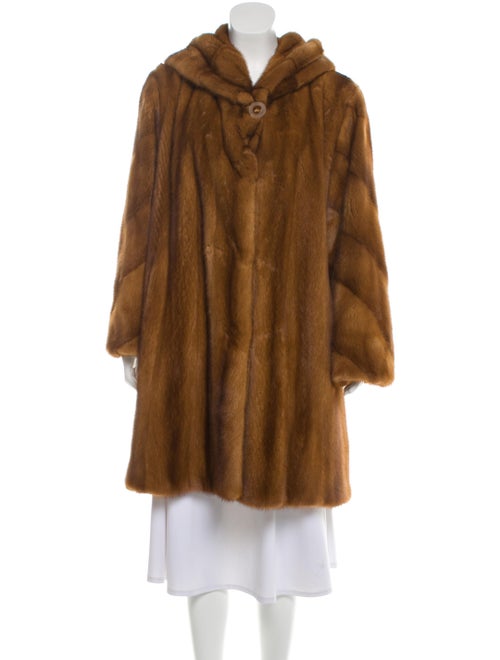 Zandra Rhodes Mink Fur Hooded Coat Brown