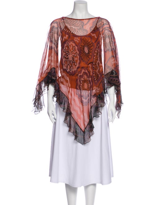 Zandra Rhodes Silk Printed Blouse Orange