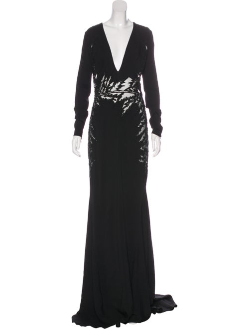 Zuhair Murad Long Sleeve Maxi Dress Black