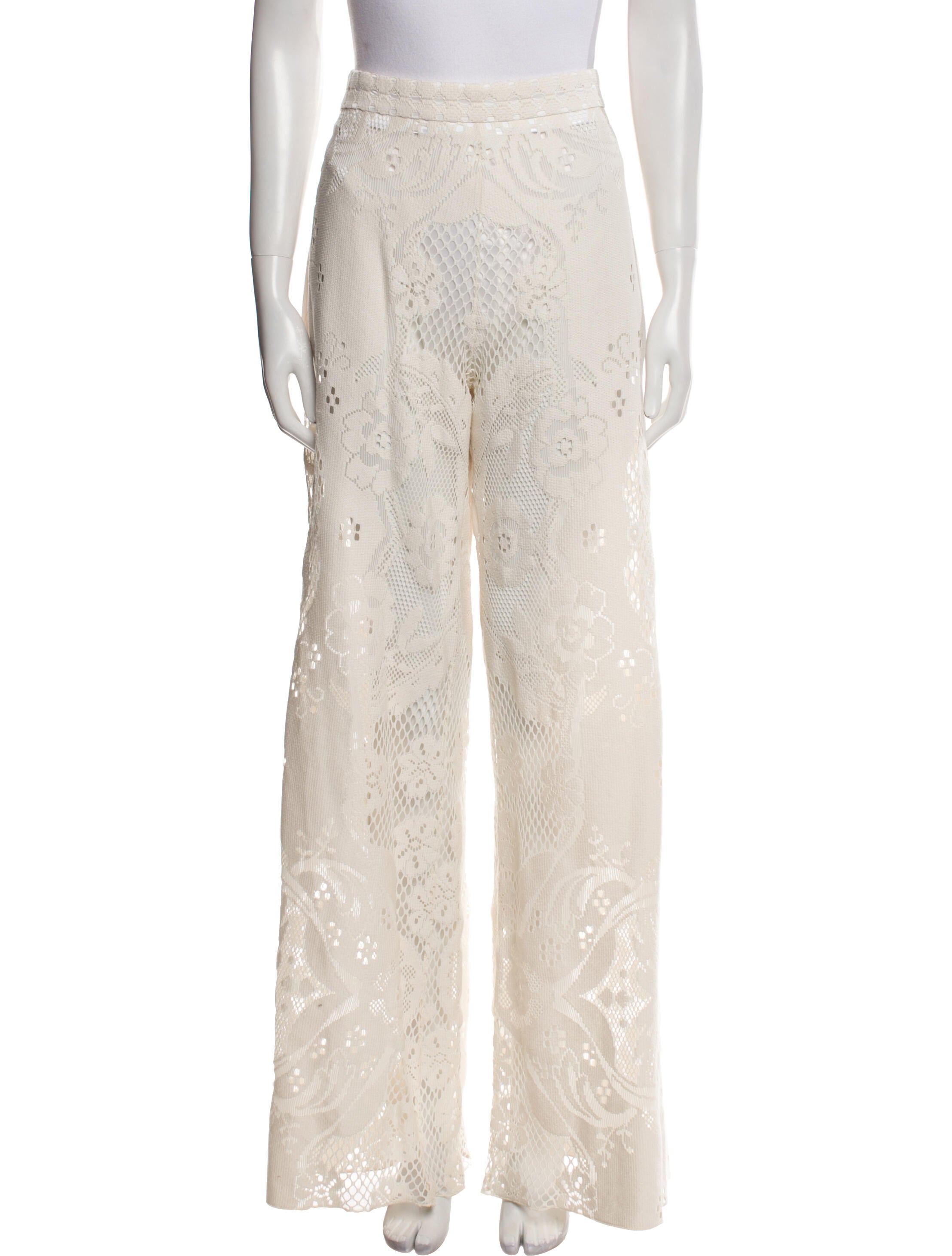 Zuhair Murad Lace Pattern Wide Leg Pants
