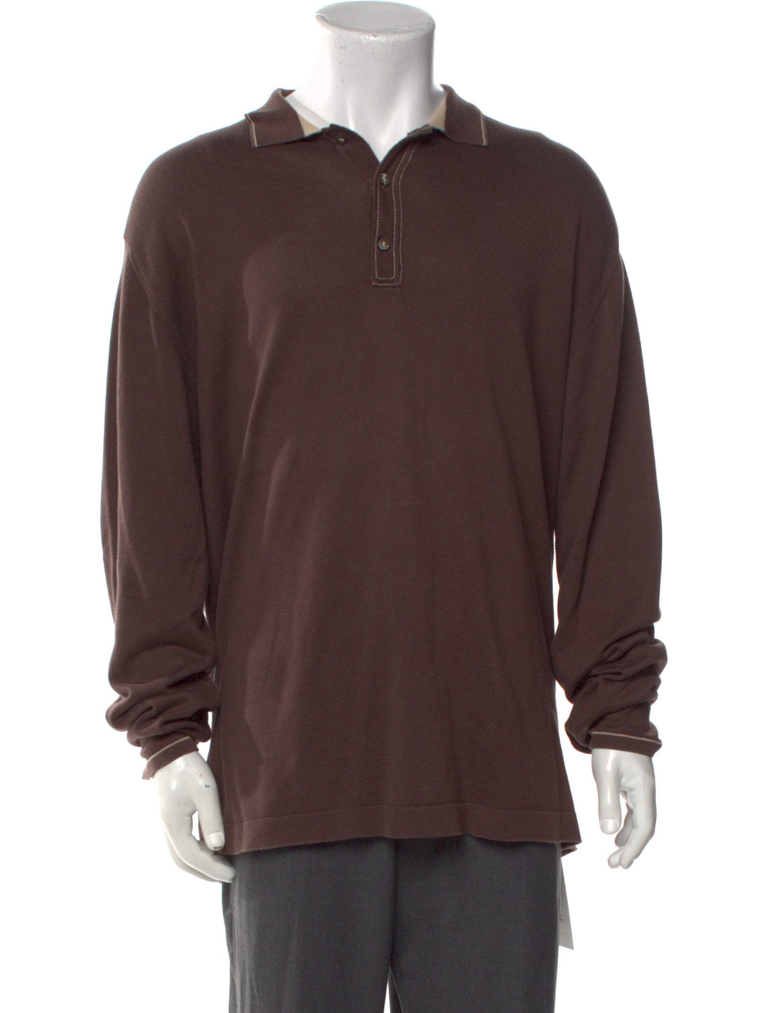Z Zegna Mock Neck Long Sleeve Polo Sweater