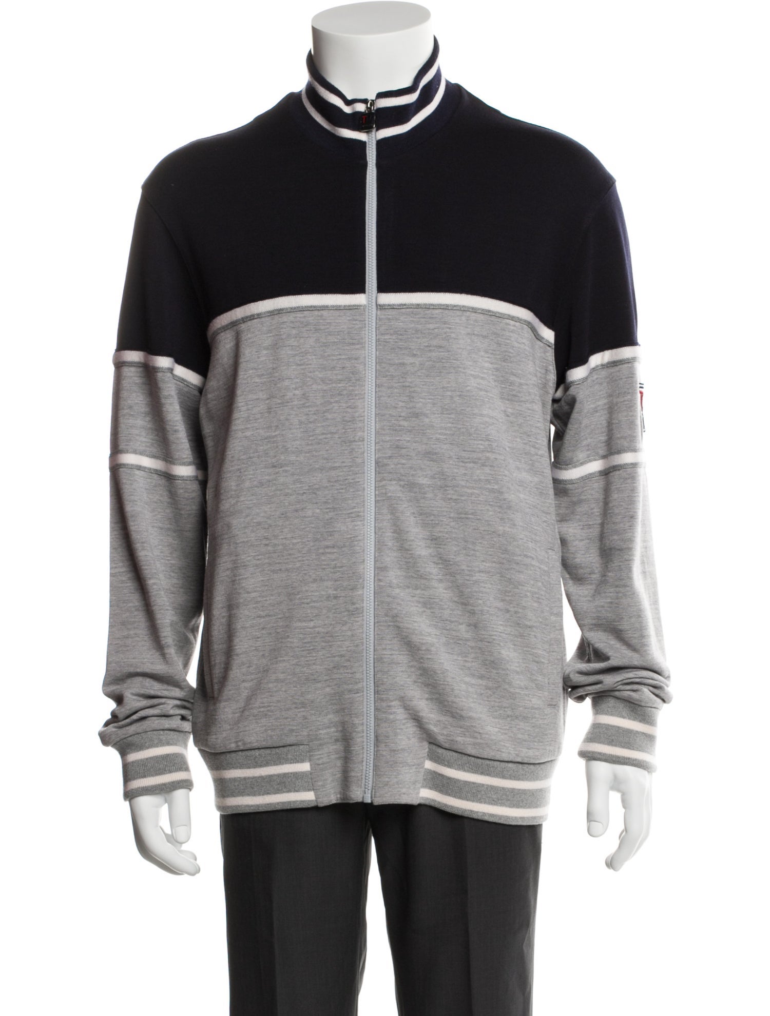 Z Zegna Merino Wool Colorblock Pattern Windbreaker