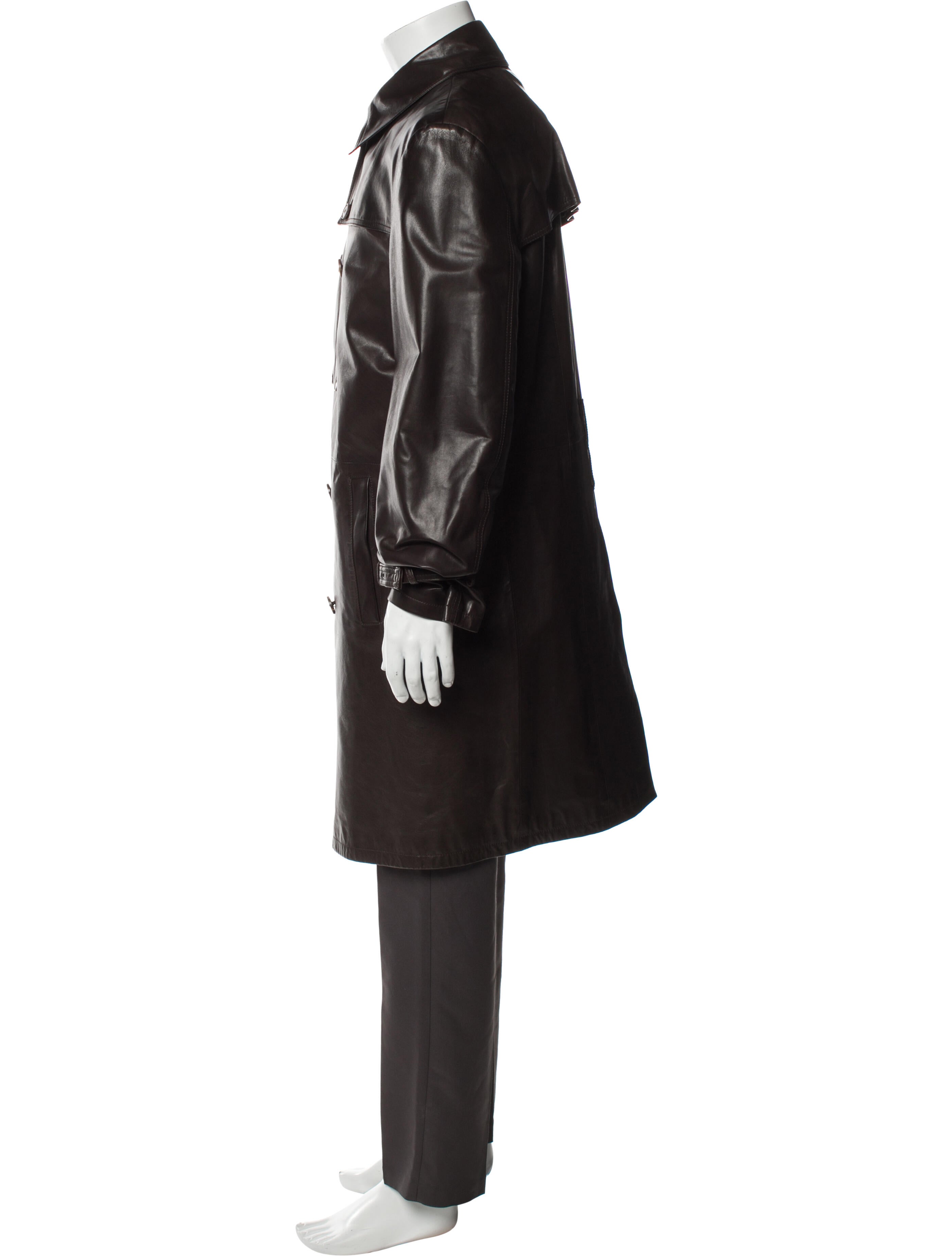 Z Zegna Leather Trench Coat