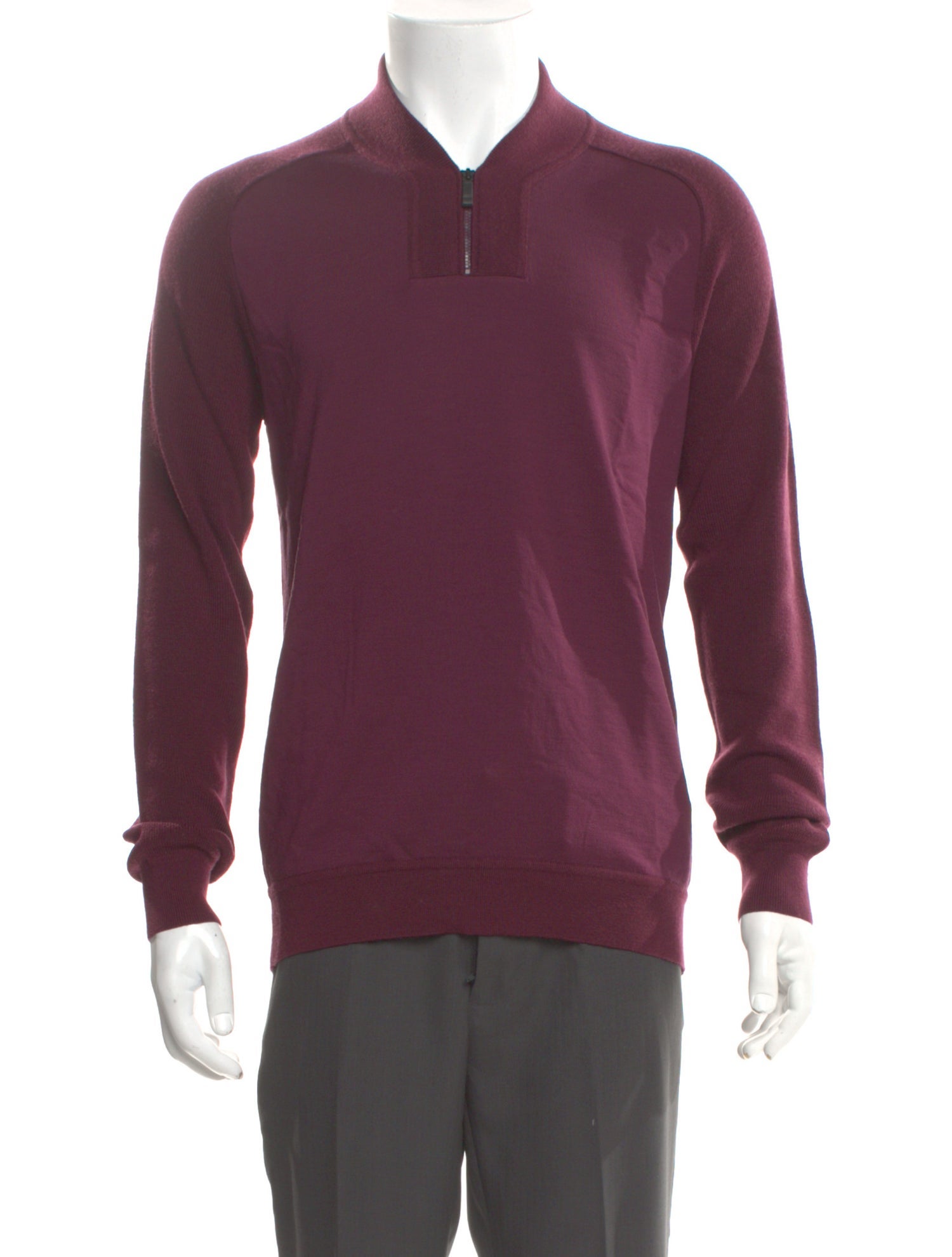 Z Zegna Mock Neck Long Sleeve Polo Sweater