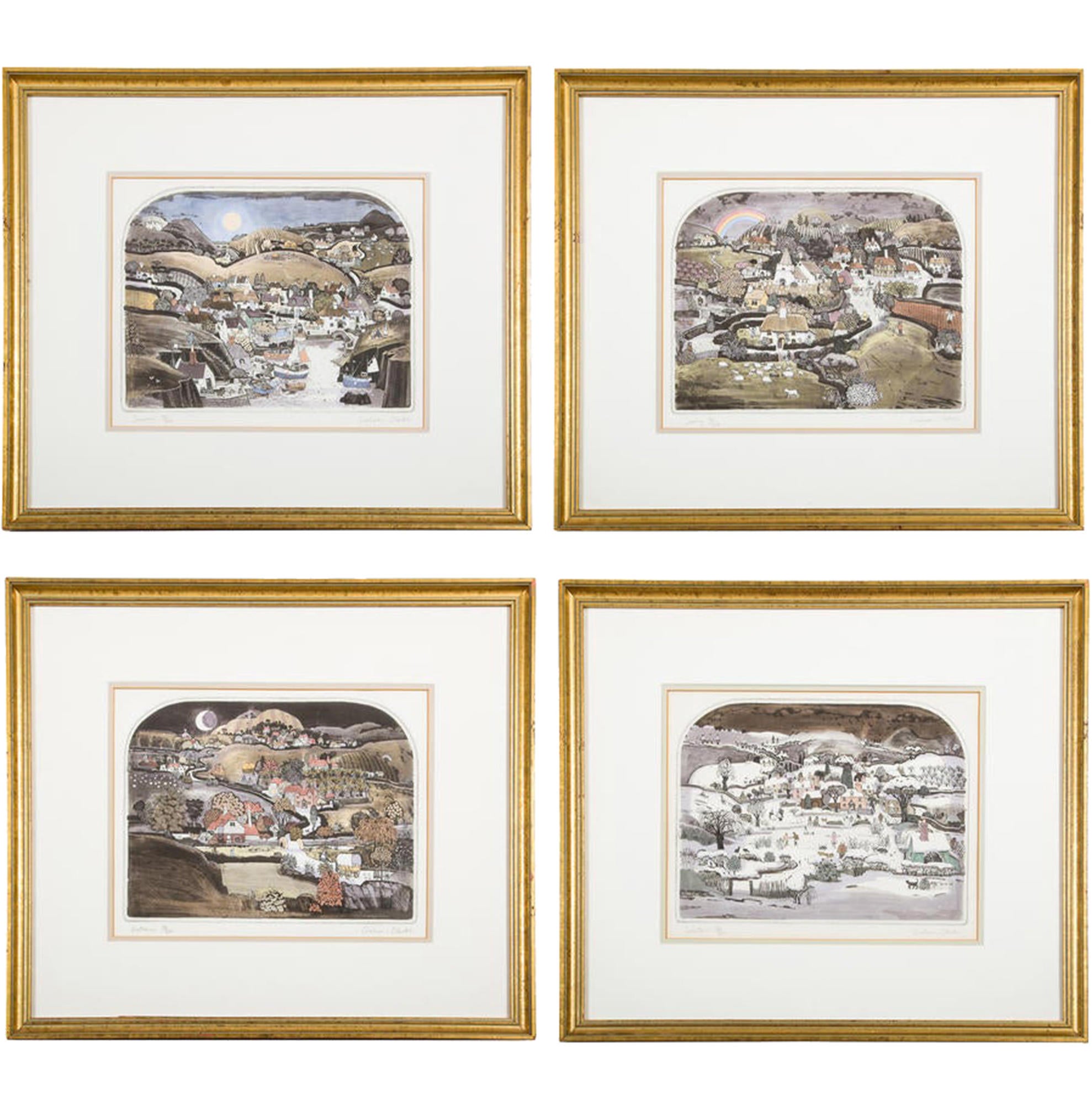 Graham Clarke Set of 4 Colored Etchings Prints PTS22666 The RealReal